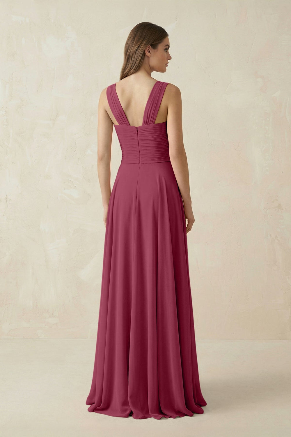 Sweetheart Pleated A - Line Chiffon Bridesmaid Dress in Desert Rose - KISS BRIDAL Bridesmaid Dresses