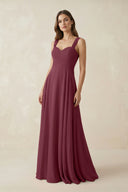 Sweetheart Pleated A-Line Chiffon Bridesmaid Dress in Desert Rose | KISSBRIDAL