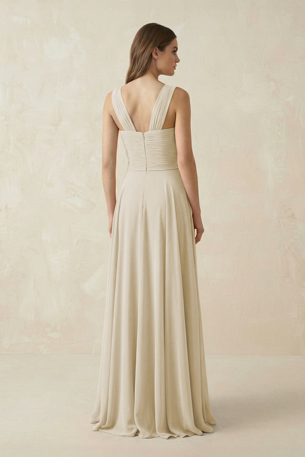 Sweetheart Pleated A - Line Chiffon Bridesmaid Dress in Dove Gray - SHE IS ME Bridesmaid Dresses