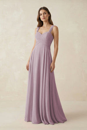 Sweetheart Pleated A - Line Chiffon Bridesmaid Dress in Dusk - SHE IS ME Bridesmaid Dresses