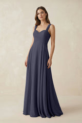 Sweetheart Pleated A - Line Chiffon Bridesmaid Dress in Dusk Blue - KISS BRIDAL Bridesmaid Dresses