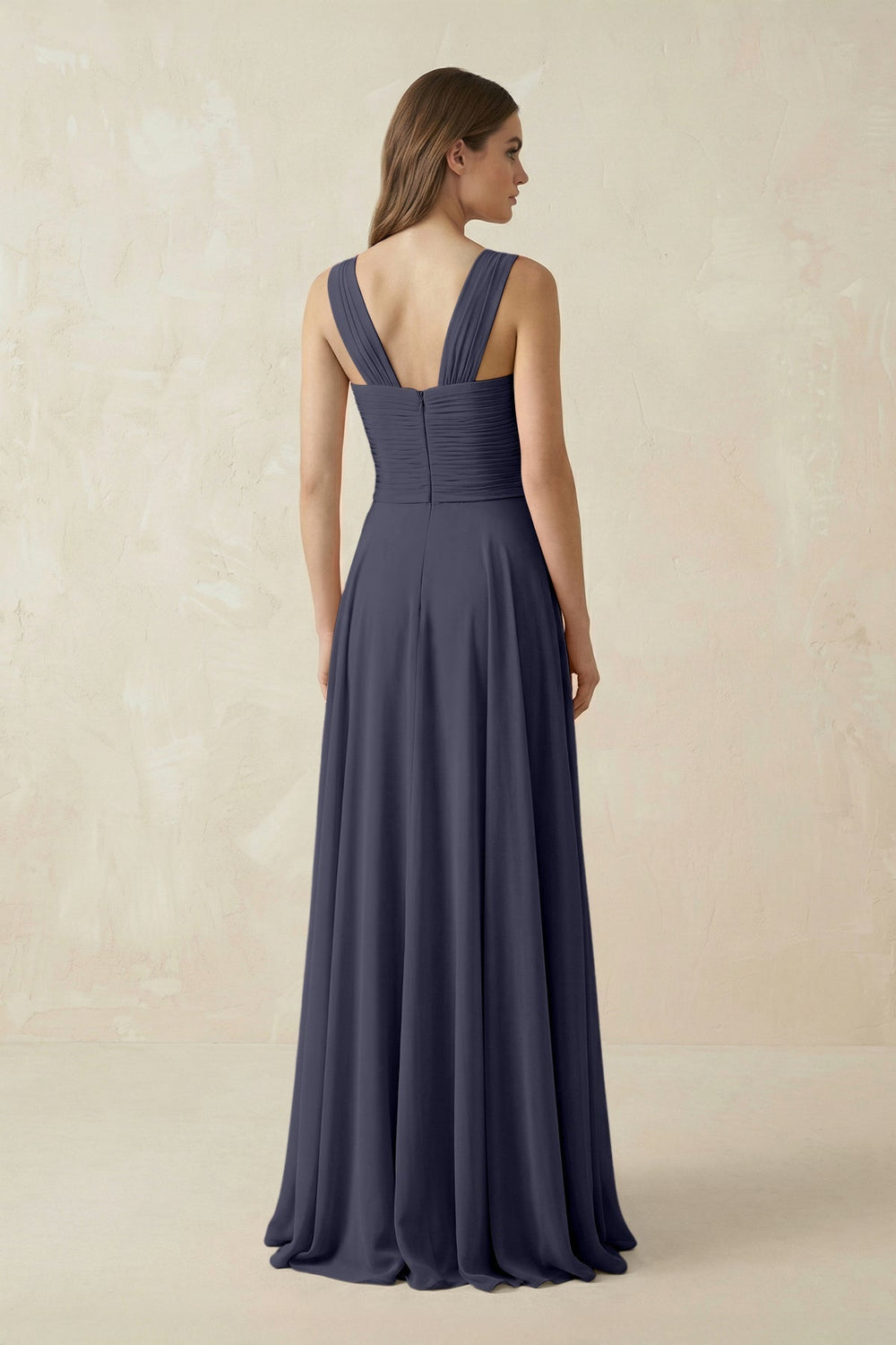 Sweetheart Pleated A - Line Chiffon Bridesmaid Dress in Dusk Blue - KISS BRIDAL Bridesmaid Dresses