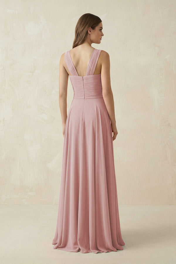Sweetheart Pleated A - Line Chiffon Bridesmaid Dress in Dusty Rose - SHE IS ME Bridesmaid Dresses