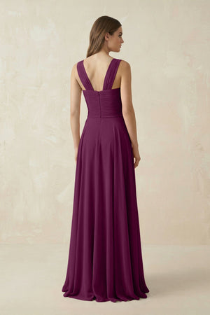 Sweetheart Pleated A - Line Chiffon Bridesmaid Dress in Fig - SHE IS ME Bridesmaid Dresses
