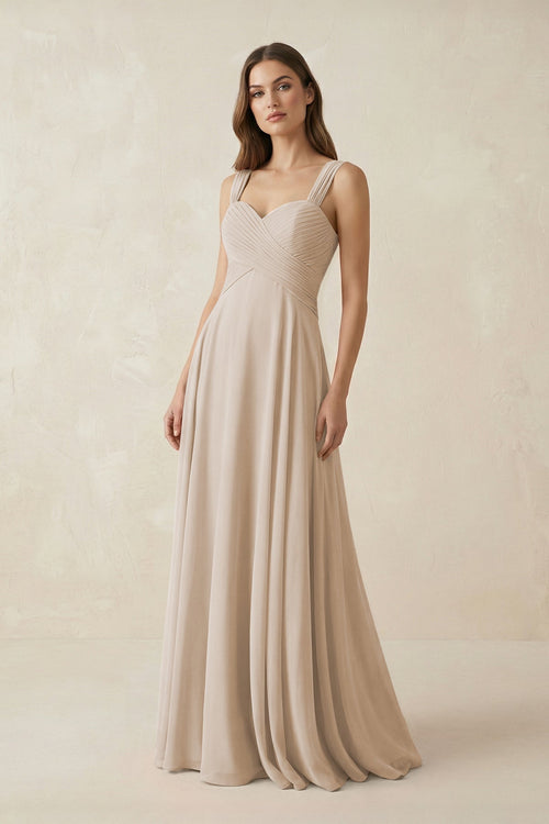 Sweetheart Pleated A - Line Chiffon Bridesmaid Dress in Frost - SHE IS ME Bridesmaid Dresses