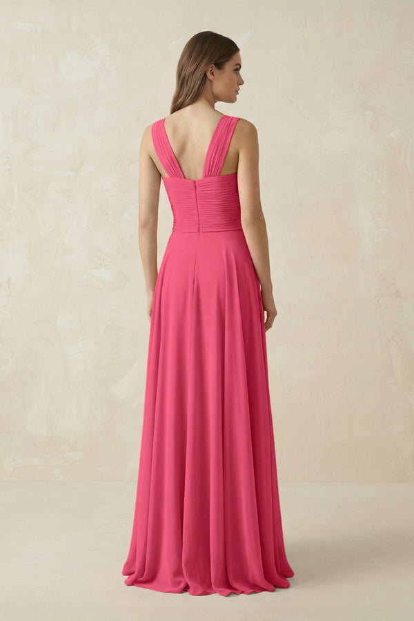 Sweetheart Pleated A - Line Chiffon Bridesmaid Dress in Fuchsia - SHE IS ME Bridesmaid Dresses
