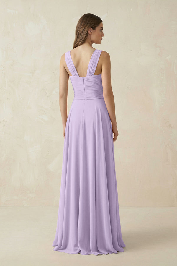 Sweetheart Pleated A - Line Chiffon Bridesmaid Dress in Lavender - SHE IS ME Bridesmaid Dresses