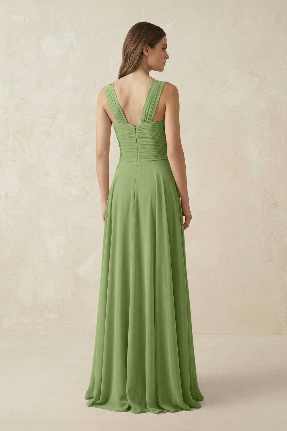 Sweetheart Pleated A - Line Chiffon Bridesmaid Dress in Matcha - KISS BRIDAL Bridesmaid Dresses