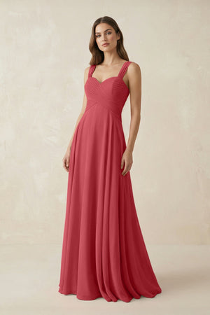 Sweetheart Pleated A - Line Chiffon Bridesmaid Dress in Merlot - SHE IS ME Bridesmaid Dresses