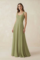 Sweetheart Pleated A - Line Chiffon Bridesmaid Dress in Moss Green - SHE IS ME Bridesmaid Dresses