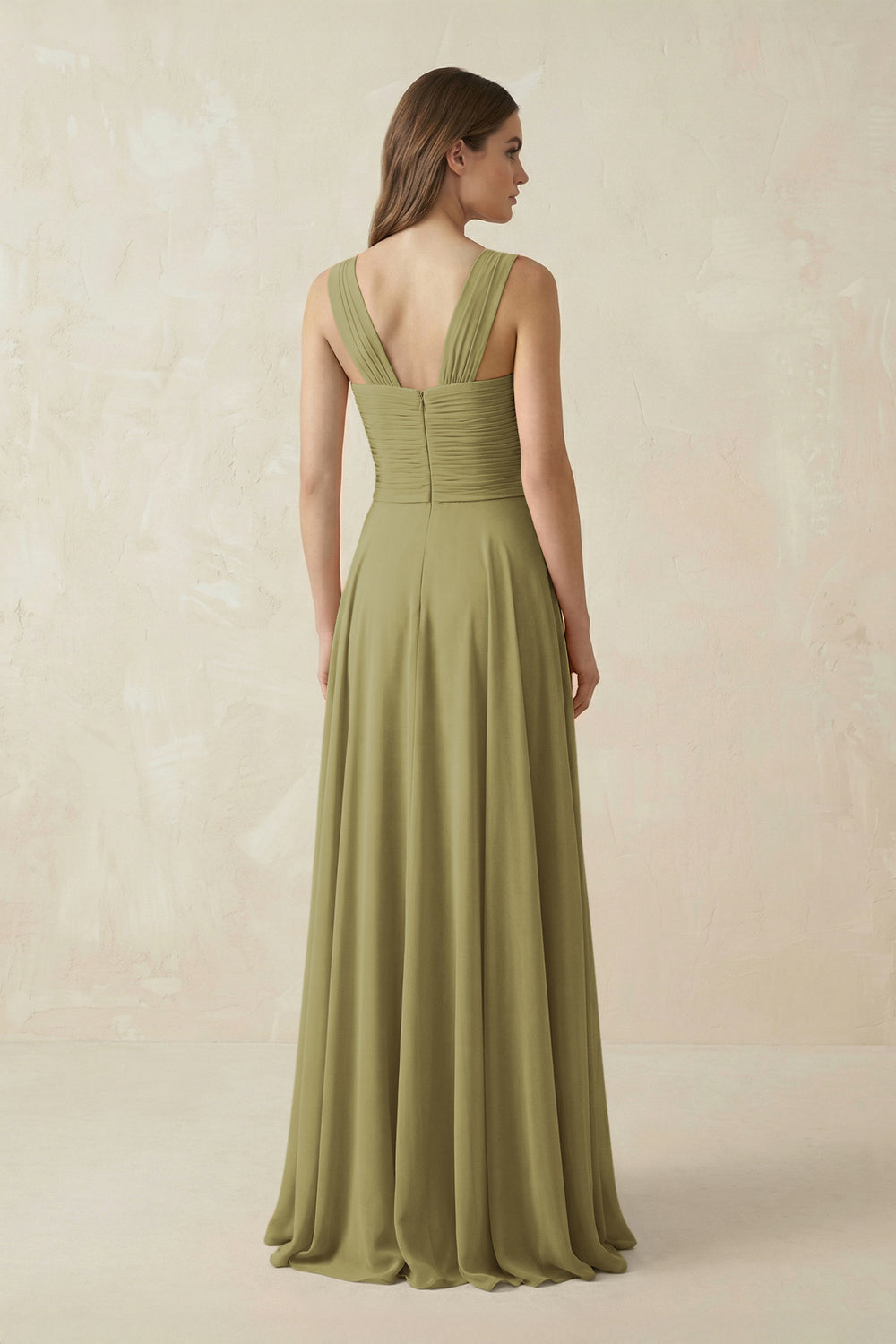 Sweetheart Pleated A-Line Chiffon Bridesmaid Dress in Moss Green