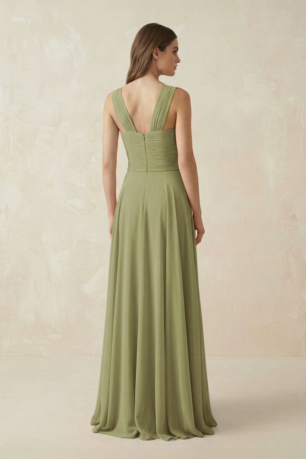 Sweetheart Pleated A - Line Chiffon Bridesmaid Dress in Moss Green - KISS BRIDAL Bridesmaid Dresses