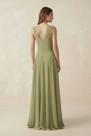 Sweetheart Pleated A - Line Chiffon Bridesmaid Dress in Moss Green - SHE IS ME Bridesmaid Dresses