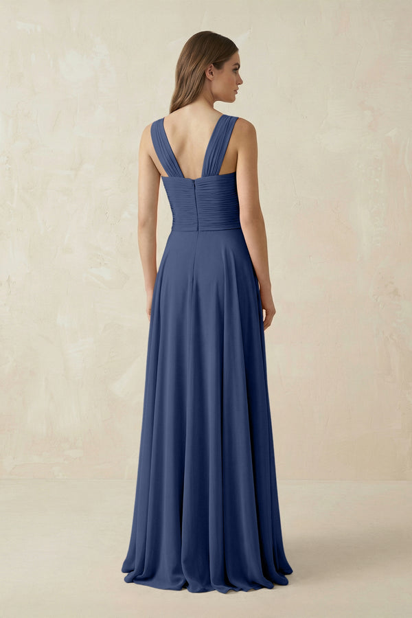 Sweetheart Pleated A - Line Chiffon Bridesmaid Dress in Navy - SHE IS ME Bridesmaid Dresses