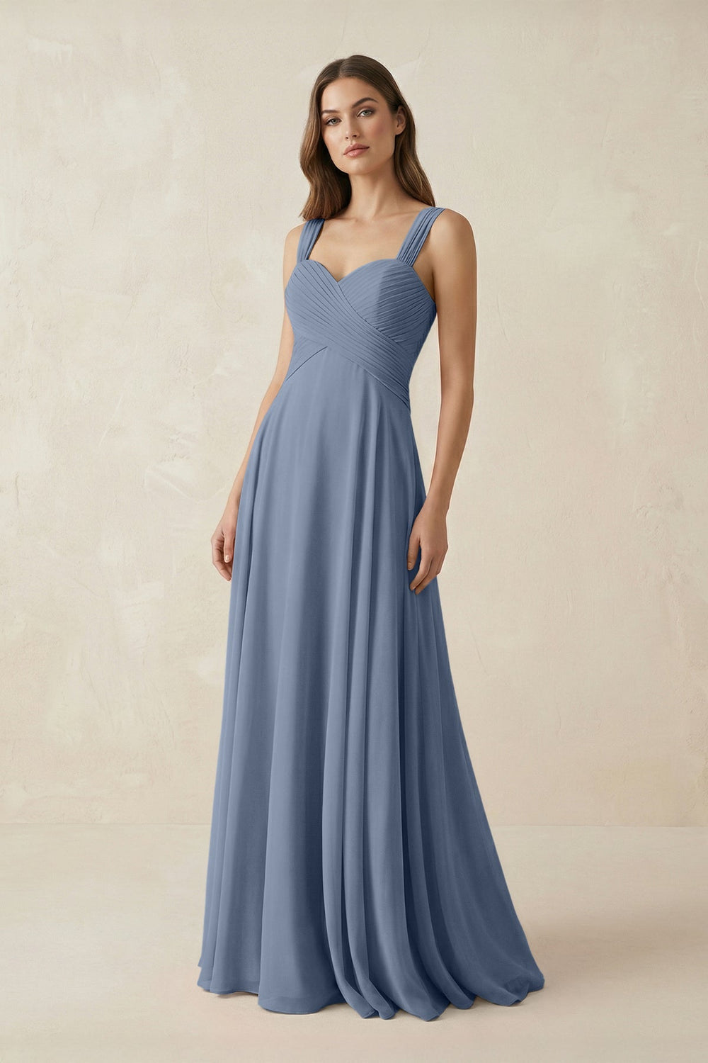 Sweetheart Pleated A - Line Chiffon Bridesmaid Dress in Neptune - KISS BRIDAL Bridesmaid Dresses