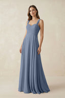 Sweetheart Pleated A - Line Chiffon Bridesmaid Dress in Neptune - SHE IS ME Bridesmaid Dresses