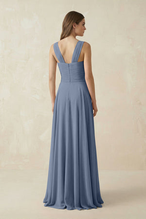 Sweetheart Pleated A - Line Chiffon Bridesmaid Dress in Neptune - SHE IS ME Bridesmaid Dresses