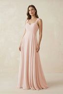 Sweetheart Pleated A - Line Chiffon Bridesmaid Dress in Pale Blush - SHE IS ME Bridesmaid Dresses