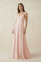 Sweetheart Pleated A - Line Chiffon Bridesmaid Dress in Pale Blush - KISS BRIDAL Bridesmaid Dresses