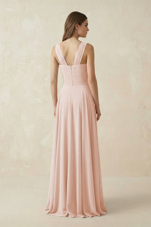 Sweetheart Pleated A - Line Chiffon Bridesmaid Dress in Pale Blush - SHE IS ME Bridesmaid Dresses