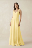 Sweetheart Pleated A - Line Chiffon Bridesmaid Dress in Pastel Yellow - SHE IS ME Bridesmaid Dresses