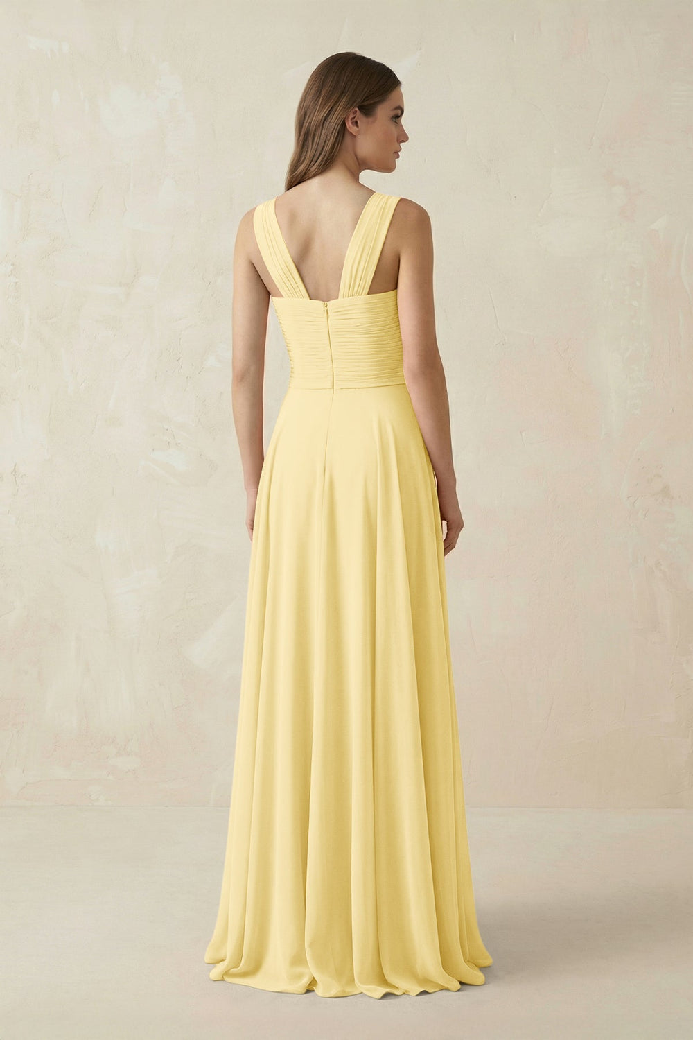Sweetheart Pleated A - Line Chiffon Bridesmaid Dress in Pastel Yellow - KISS BRIDAL Bridesmaid Dresses