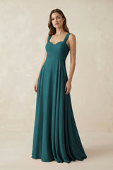 Sweetheart Pleated A - Line Chiffon Bridesmaid Dress in Pine - KISS BRIDAL Bridesmaid Dresses