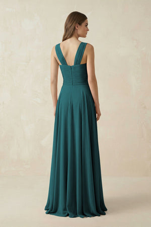 Sweetheart Pleated A - Line Chiffon Bridesmaid Dress in Pine - SHE IS ME Bridesmaid Dresses