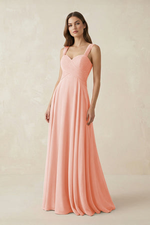 Sweetheart Pleated A - Line Chiffon Bridesmaid Dress in Rose Petal - SHE IS ME Bridesmaid Dresses