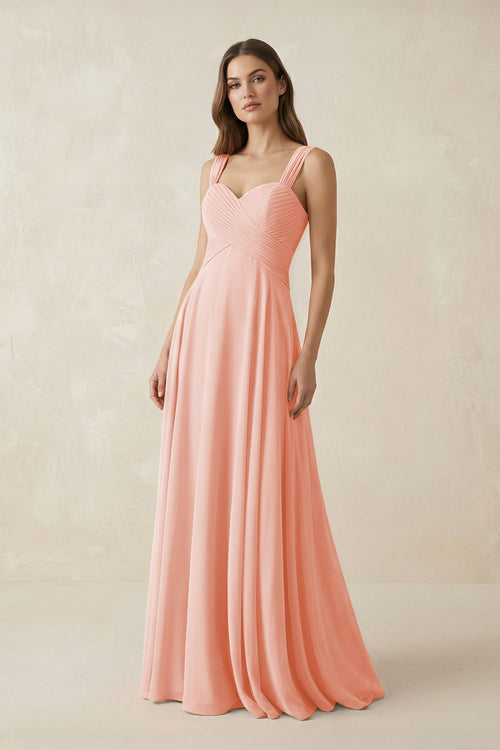 Sweetheart Pleated A - Line Chiffon Bridesmaid Dress in Rose Petal - SHE IS ME Bridesmaid Dresses