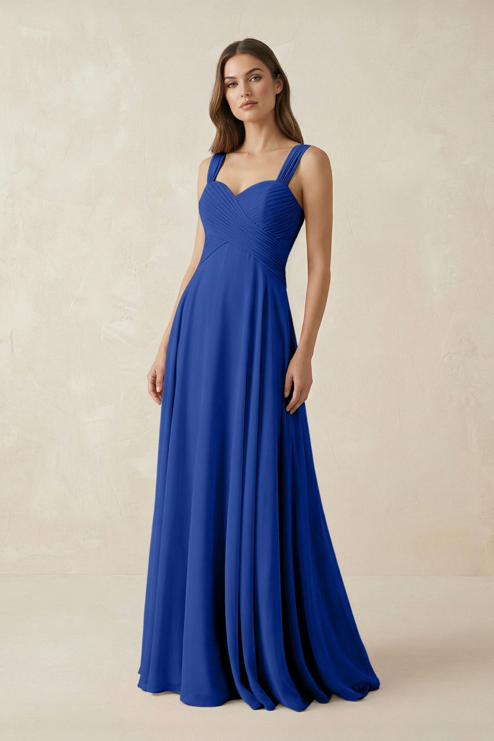 Sweetheart Pleated A - Line Chiffon Bridesmaid Dress in Royal Blue - KISS BRIDAL Bridesmaid Dresses