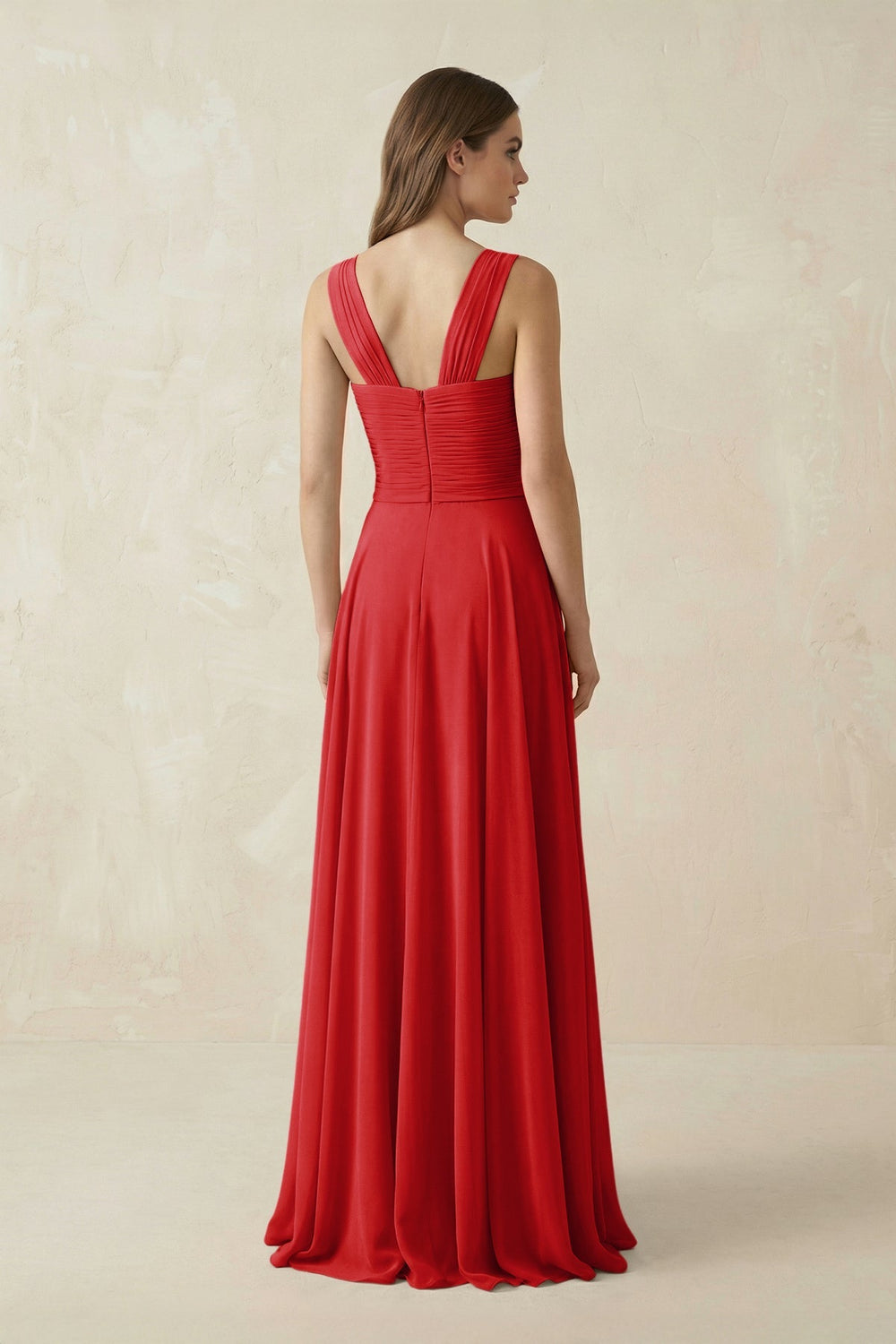 Sweetheart Pleated A - Line Chiffon Bridesmaid Dress in Ruby Red - KISS BRIDAL Bridesmaid Dresses