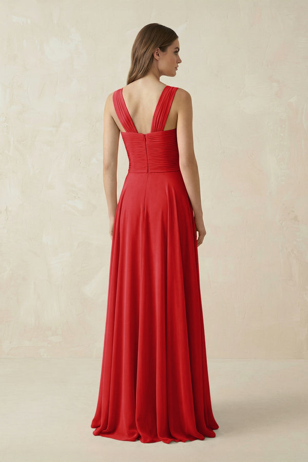 Sweetheart Pleated A - Line Chiffon Bridesmaid Dress in Ruby Red - SHE IS ME Bridesmaid Dresses
