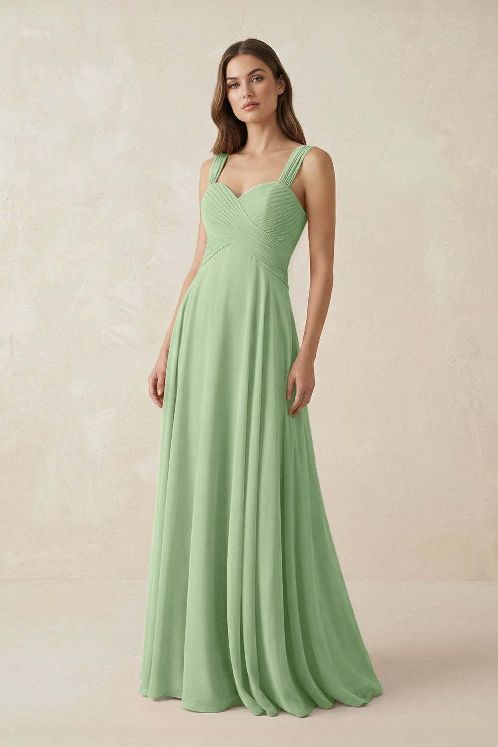 Sweetheart Pleated A - Line Chiffon Bridesmaid Dress in Sage - KISS BRIDAL Bridesmaid Dresses