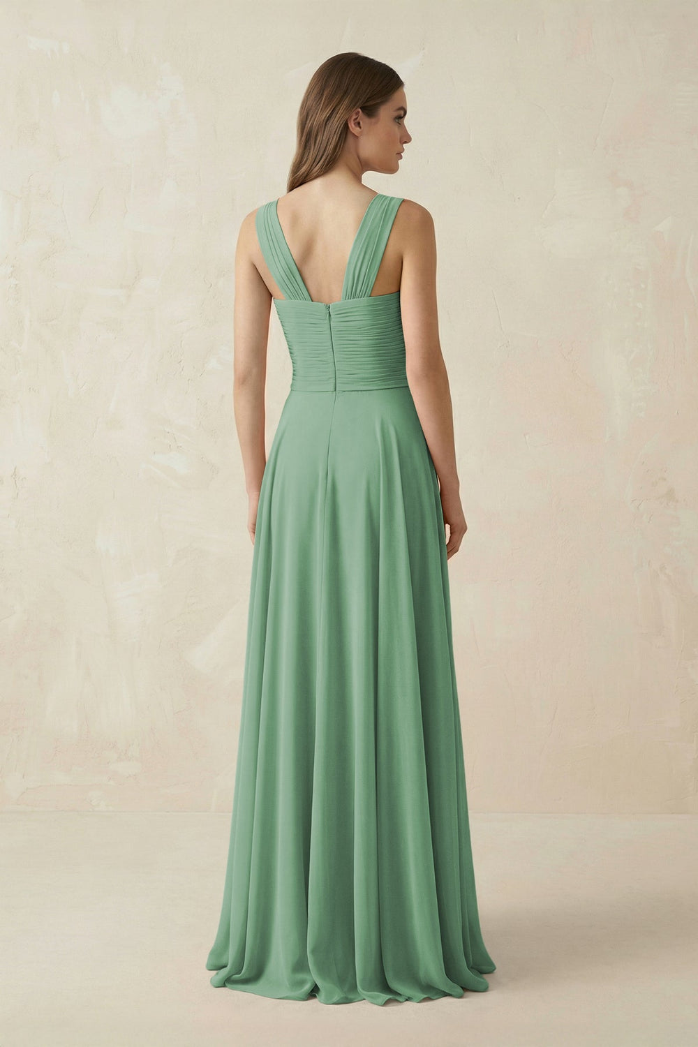 Sweetheart Pleated A - Line Chiffon Bridesmaid Dress in Sea Glass - KISS BRIDAL Bridesmaid Dresses