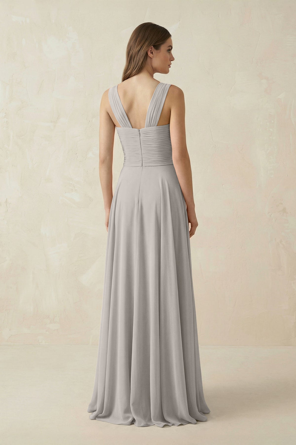 Sweetheart Pleated A - Line Chiffon Bridesmaid Dress in Silver - KISS BRIDAL Bridesmaid Dresses