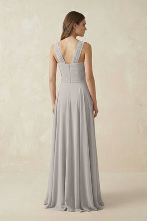 Sweetheart Pleated A - Line Chiffon Bridesmaid Dress in Silver - SHE IS ME Bridesmaid Dresses