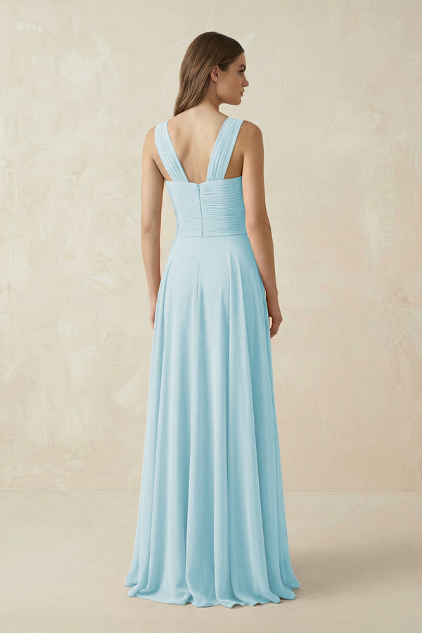 Sweetheart Pleated A - Line Chiffon Bridesmaid Dress in Sky Blue - SHE IS ME Bridesmaid Dresses