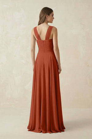 Sweetheart Pleated A - Line Chiffon Bridesmaid Dress in Spice - SHE IS ME Bridesmaid Dresses
