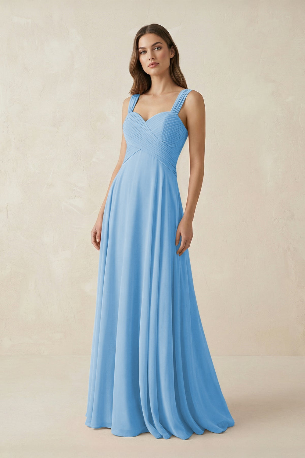 Sweetheart Pleated A - Line Chiffon Bridesmaid Dress in Steel Blue - KISS BRIDAL Bridesmaid Dresses