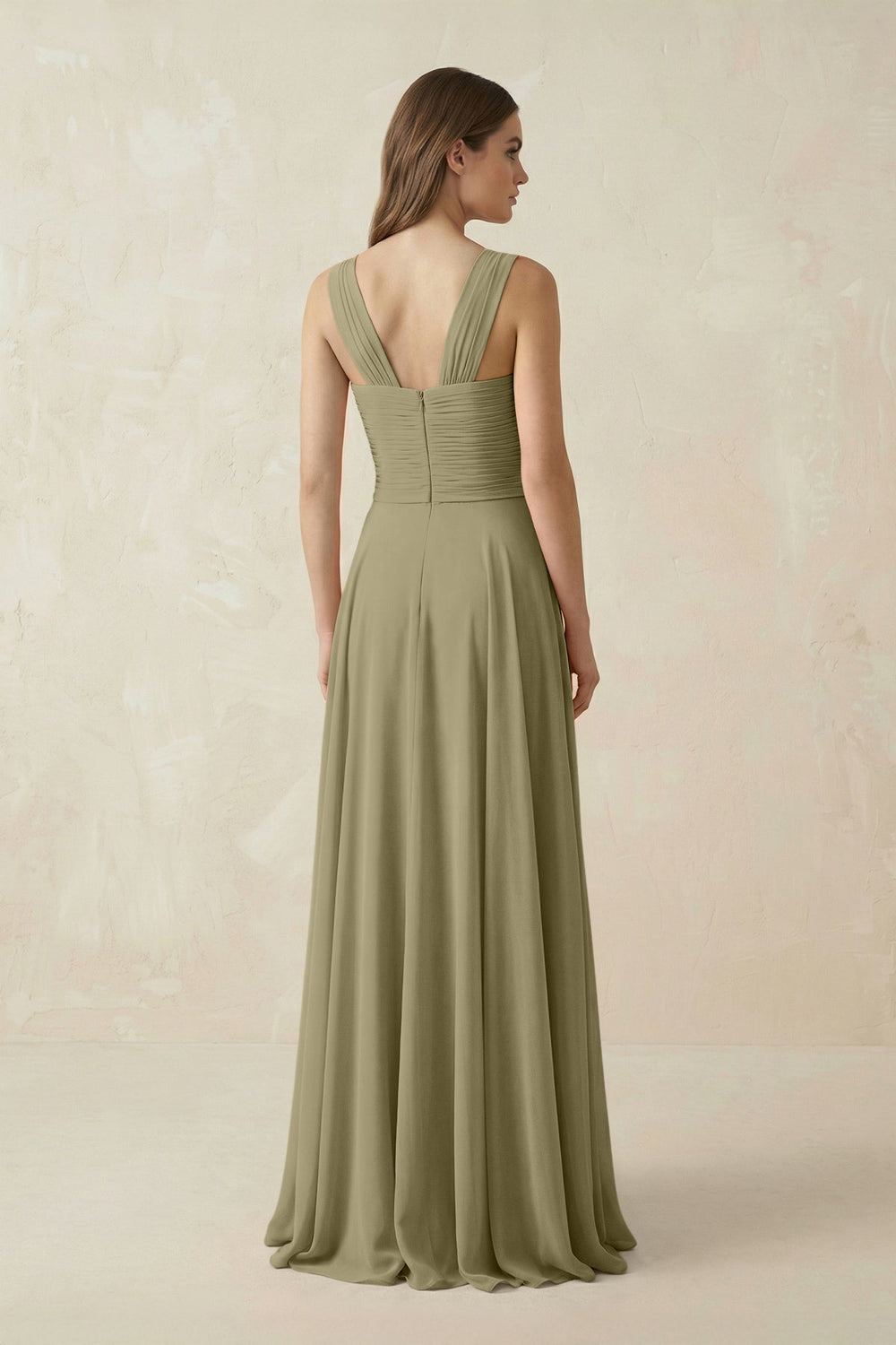 Sweetheart Pleated A - Line Chiffon Bridesmaid Dress in Thyme - KISS BRIDAL Bridesmaid Dresses