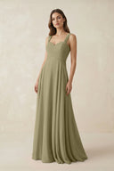 Sweetheart Pleated A - Line Chiffon Bridesmaid Dress in Thyme - SHE IS ME Bridesmaid Dresses