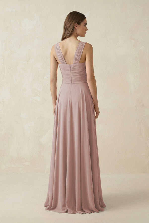 Sweetheart Pleated A-Line Chiffon Bridesmaid Dress in Toffee (2) | KISSBRIDAL