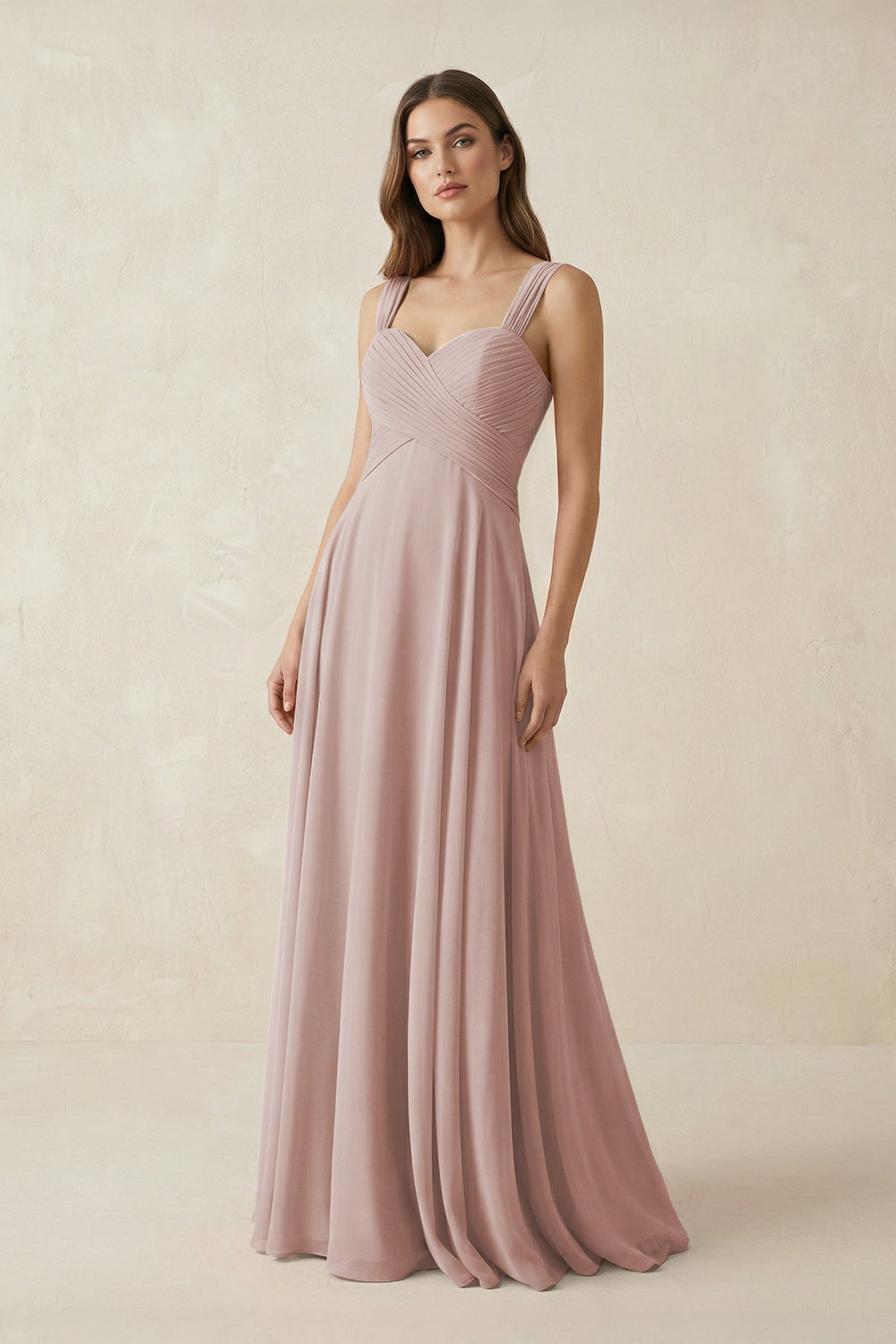 Sweetheart Pleated A - Line Chiffon Bridesmaid Dress in Toffee - KISS BRIDAL Bridesmaid Dresses