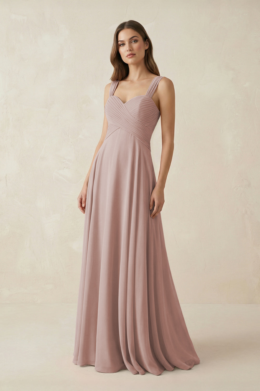 Sweetheart Pleated A-Line Chiffon Bridesmaid Dress in Toffee