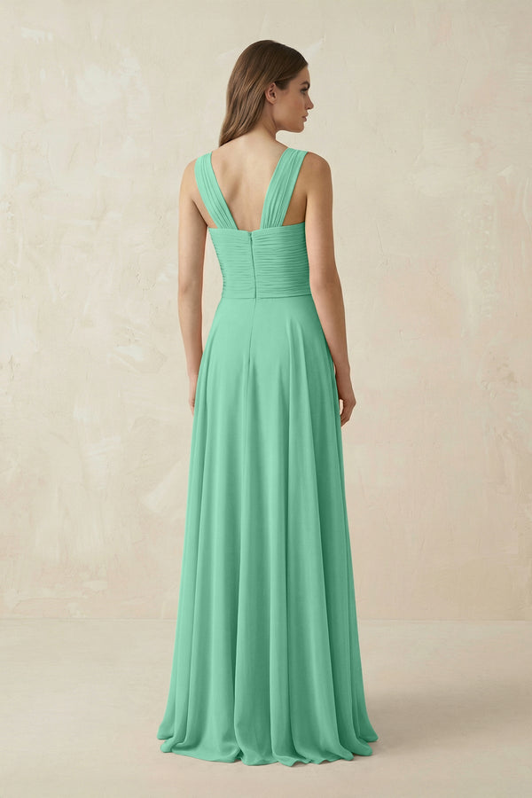 Sweetheart Pleated A - Line Chiffon Bridesmaid Dress in Turquoise - SHE IS ME Bridesmaid Dresses