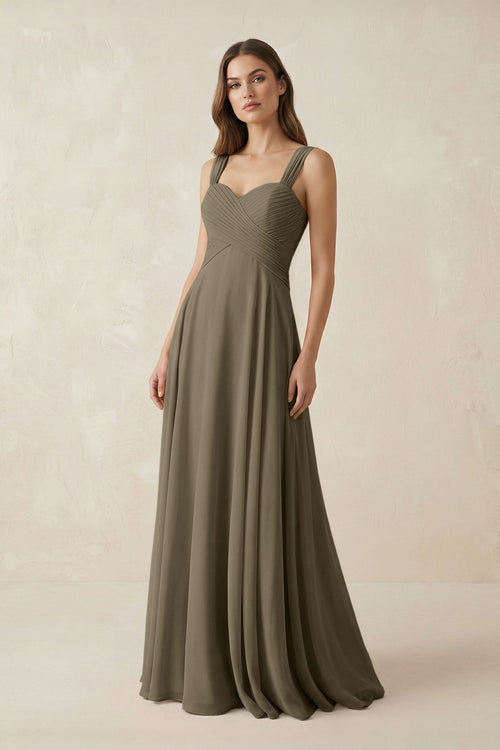 Sweetheart Pleated A - Line Chiffon Bridesmaid Dress in Willow Green - SHE IS ME Bridesmaid Dresses