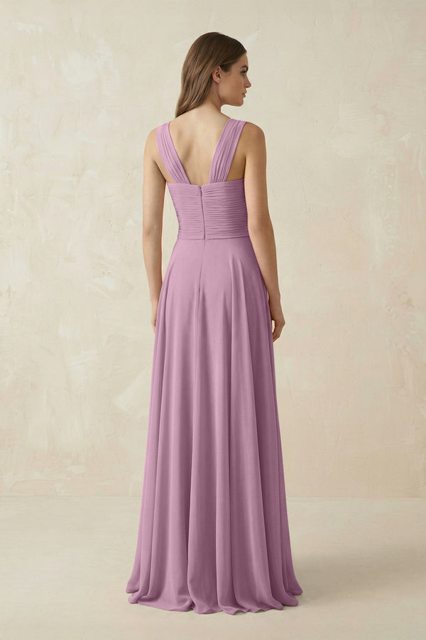 Sweetheart Pleated A - Line Chiffon Bridesmaid Dress in Wisteria - SHE IS ME Bridesmaid Dresses