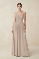 Sweetheart Pleated Chiffon A - Line Bridesmaid Dress in Almond - SHE IS ME Bridesmaid Dresses
