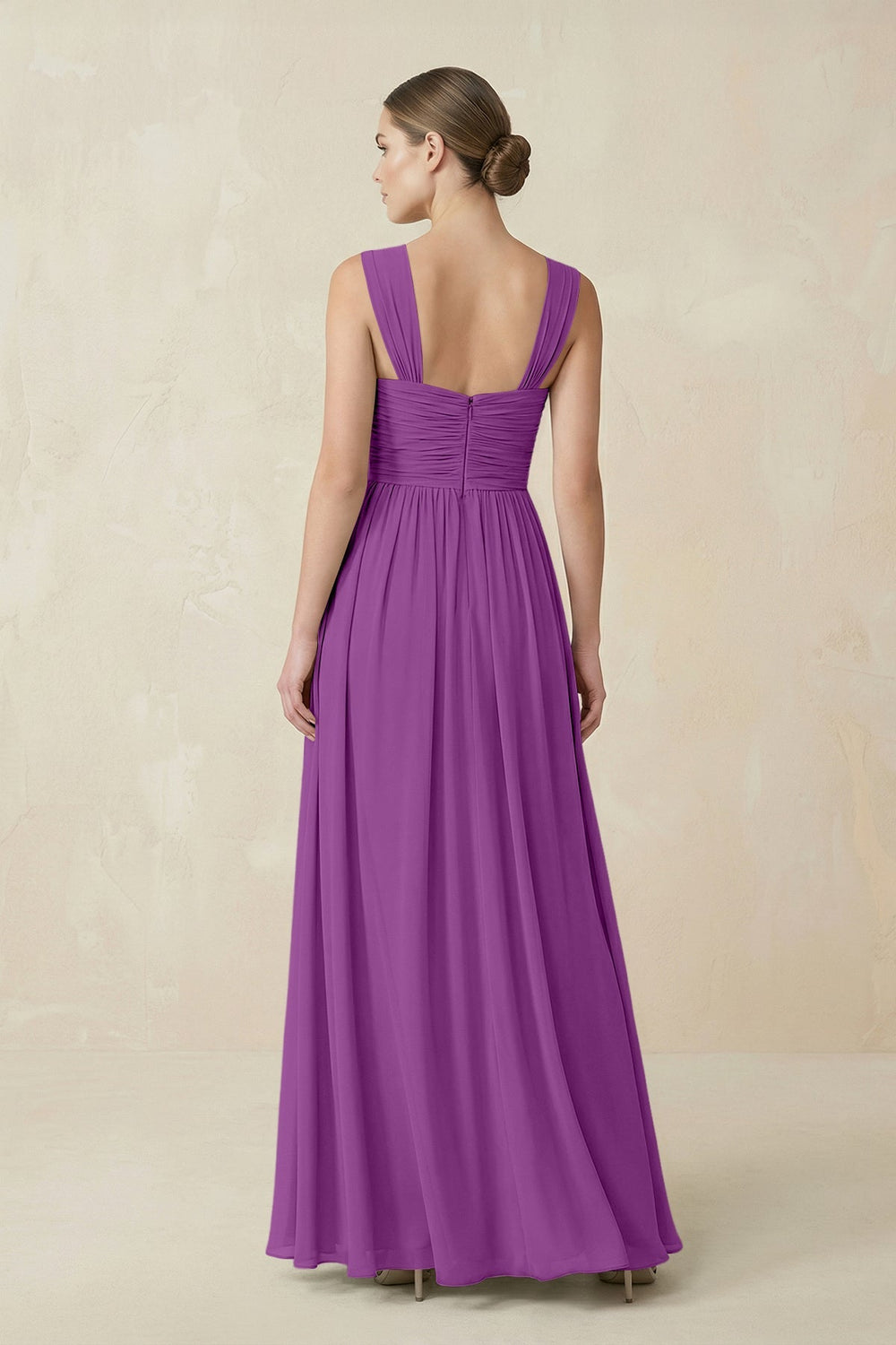 Sweetheart Pleated Chiffon A - Line Bridesmaid Dress in Amethyst - KISS BRIDAL Bridesmaid Dresses